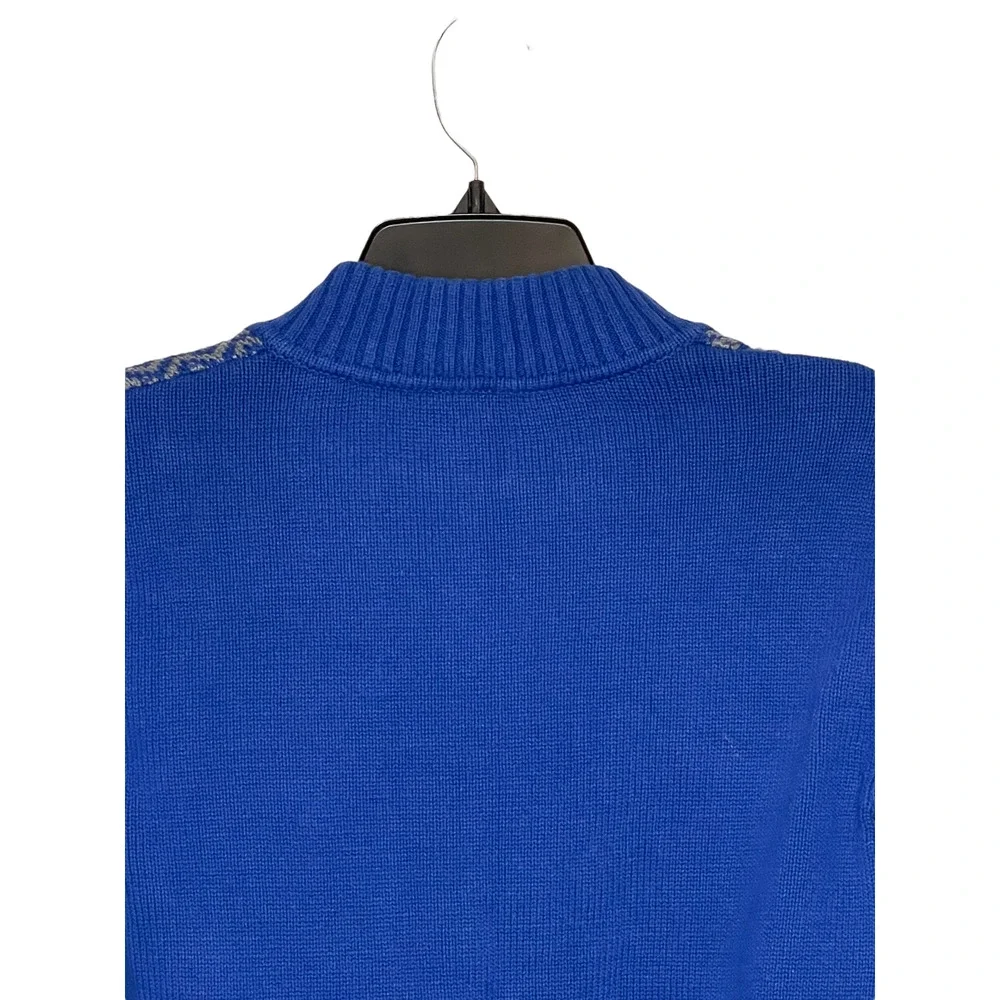 Gymboree Boys 1/4 Zip Pullover‎ Sweater Size Medium (7-8) Blue With Gray Zig Zag